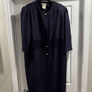 Elegant Navy Dress with Gold Accents